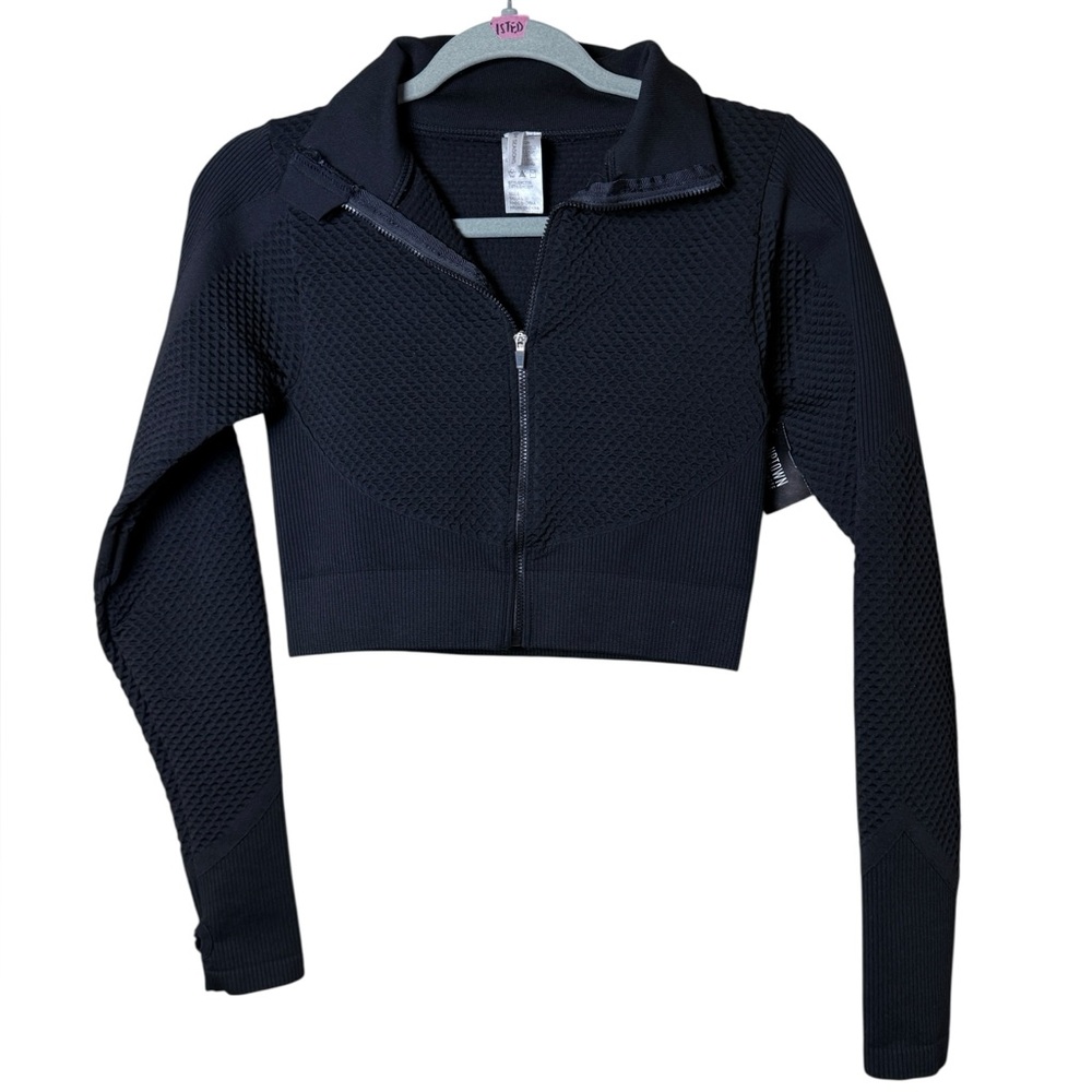 Bloom Seasons Black Textured Cropped Jacket